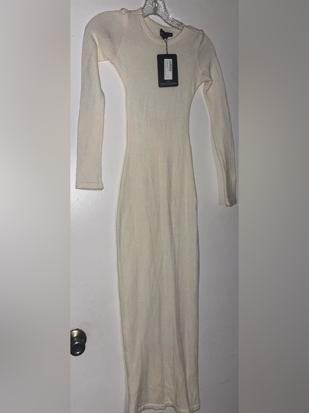 Long Sleeve Ivory Bodycon Dress